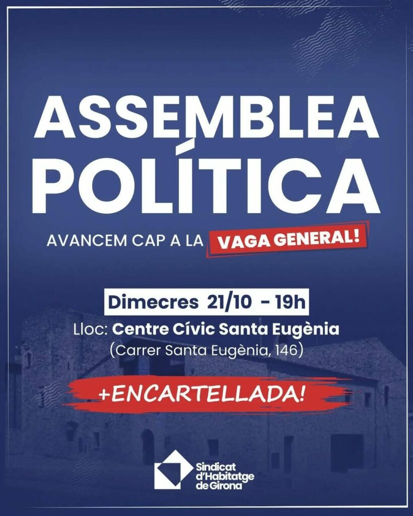 🔵 Avui 21/10 et convidem a venir a l’Assemblea Política del Sindicat!