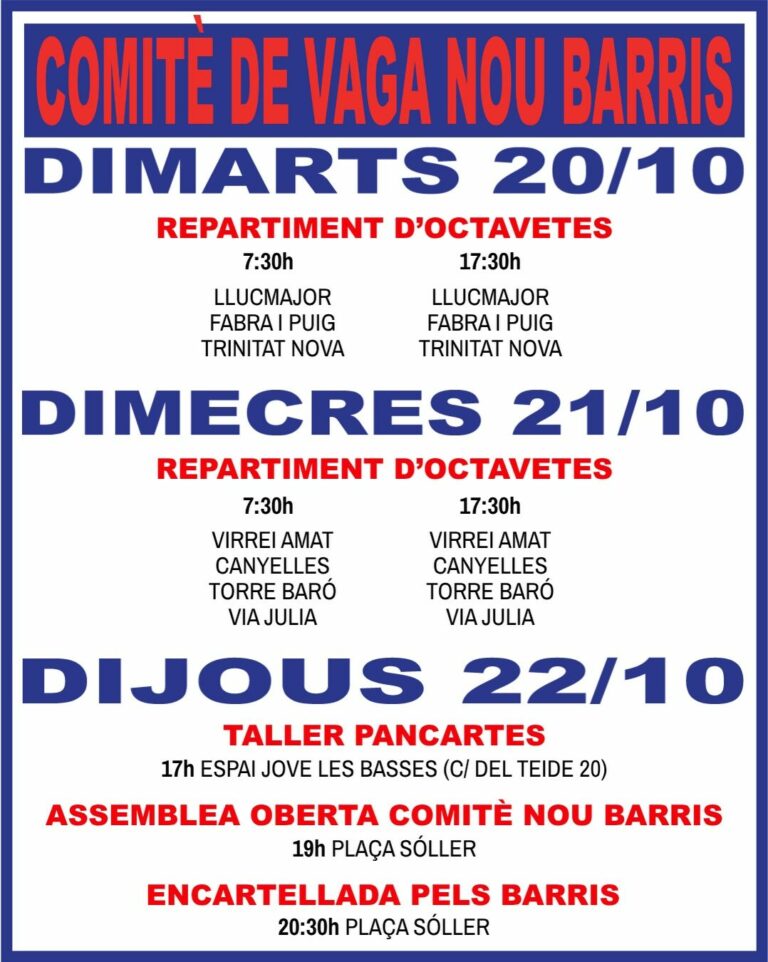 📣 SETMANA D’ACTIVITATS DEL COMITÈ DE VAGA!