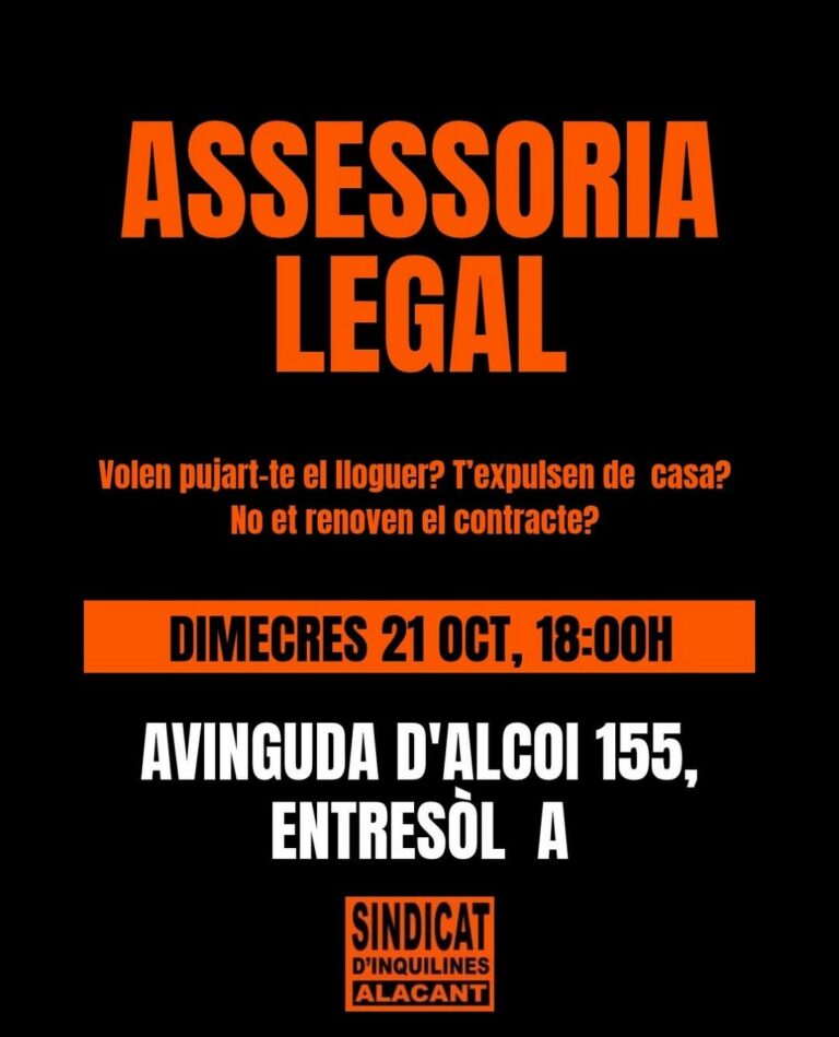 *Assessoria legal* del Sindicat d’Inquilines d’Alacant