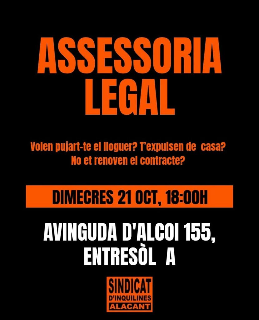 *Assessoria legal* del Sindicat d’Inquilines d’Alacant
