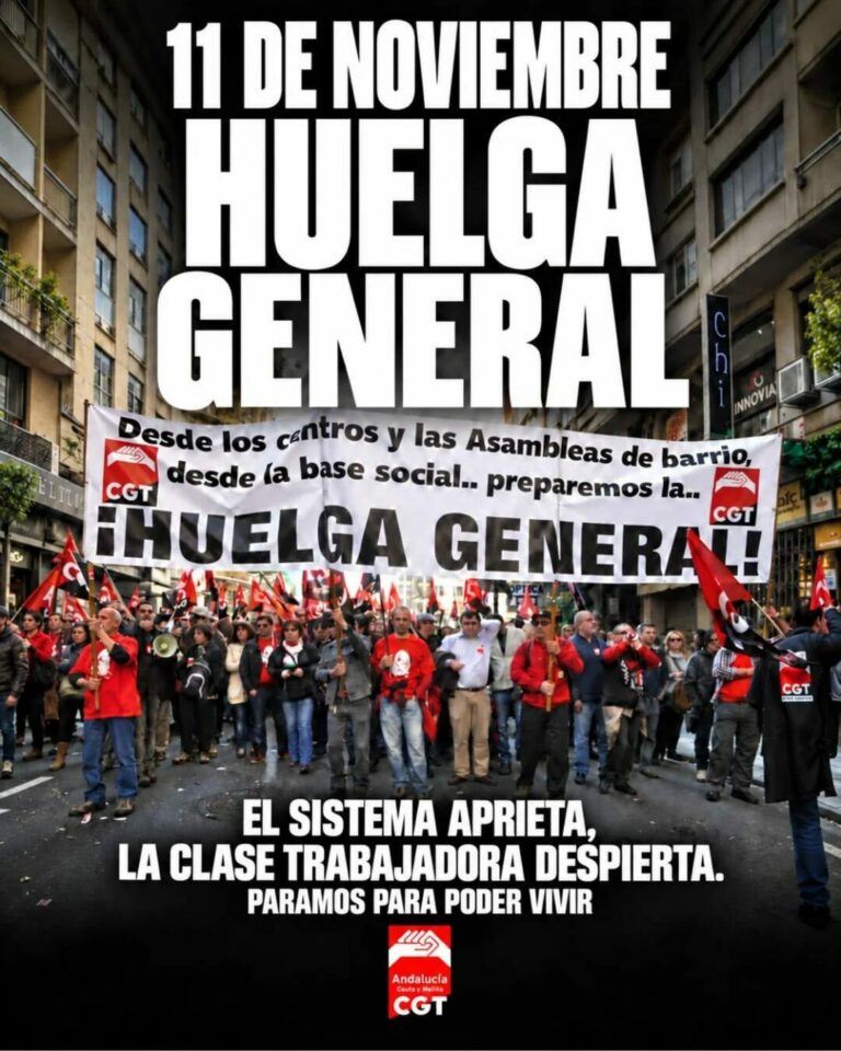 CGT Andalucía, Ceuta y Melilla registra la convocatoria de huelga general del 11 de noviembre
