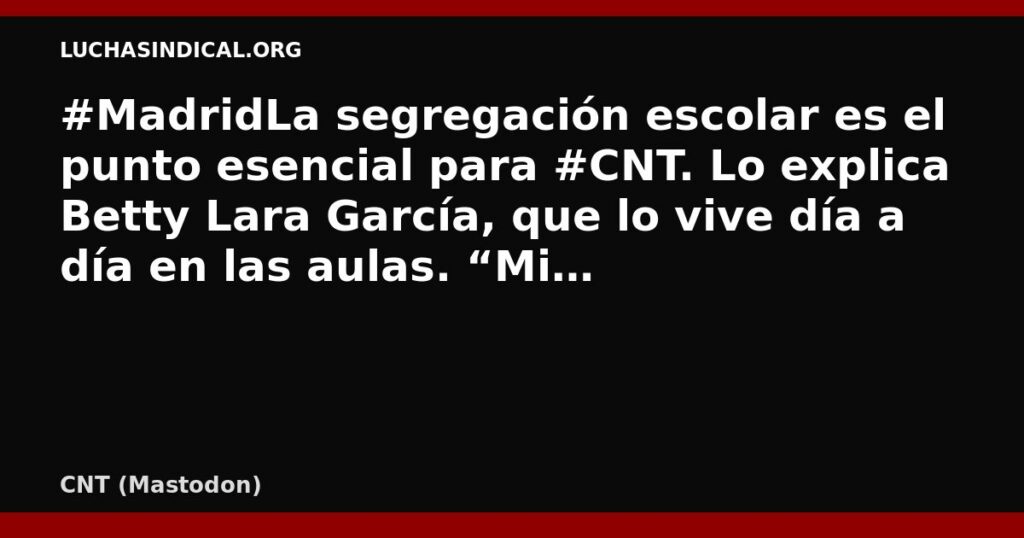 CNT: la segregació escolar a Madrid, explicada per Betty Lara