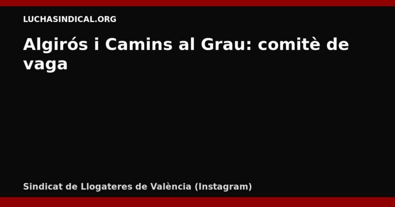 Algirós i Camins al Grau: comitè de vaga