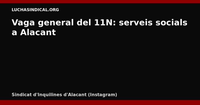 Vaga general del 11N: serveis socials a Alacant