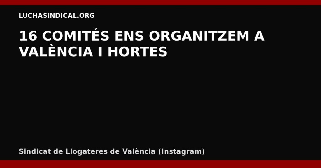 16 COMITÉS ENS ORGANITZEM A VALÈNCIA I HORTES
