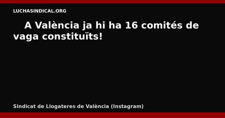 ✊🔥A València ja hi ha 16 comités de vaga constituïts!